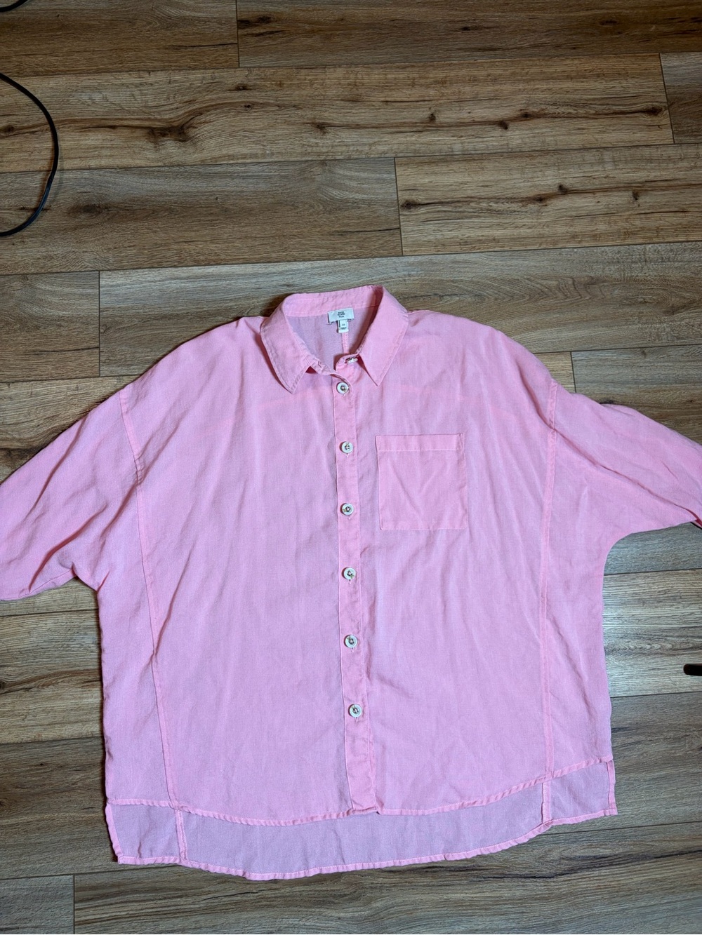 River Island Pink coastal resortwear Oversized Batwing Shirt button-up Blouse